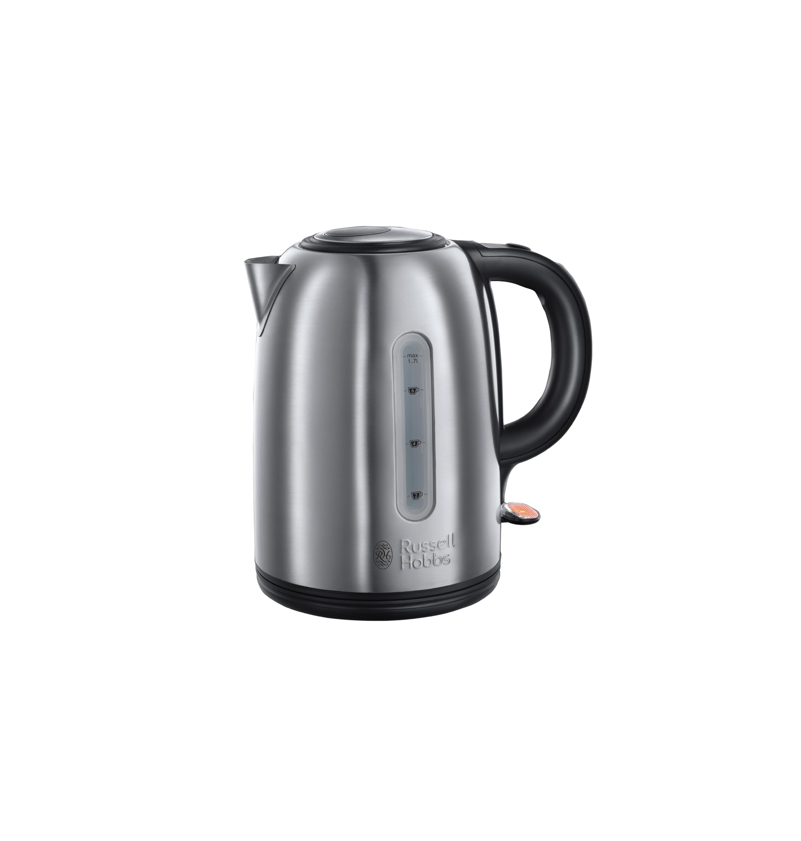 Russell Hobbs Brushed Stainless Steel & Black Electric 1.7L Cordless Kettle